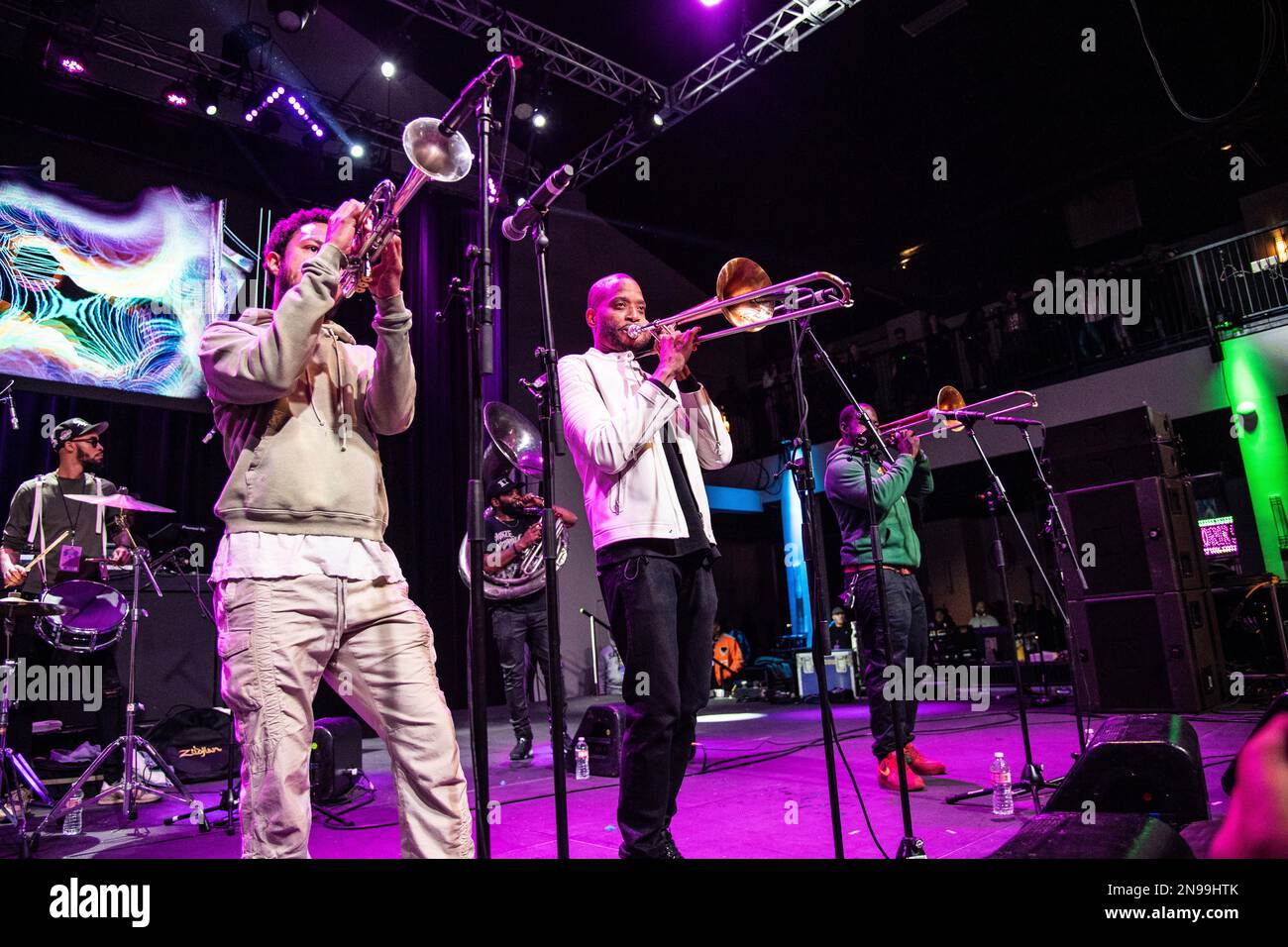 Trombone Shorty performs with the Rebirth Brass Band during Shorty Gras