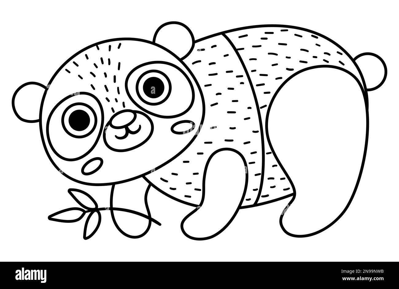 Vector black and white panda bear icon. Endangered species line illustration. Cute extinct animal. Funny wild animal illustration for kids. Nature pro Stock Vector