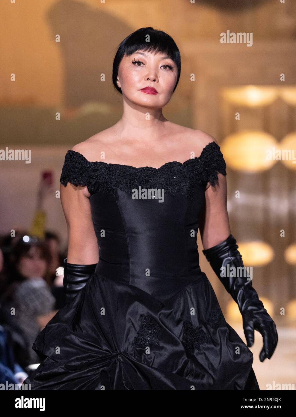 New York, United States. 11th Feb, 2023. Irina Pantaeva walks runway for Malan Breton collection Fantome show during Fall/Winter 2023 Fashion Week at Leman Ballroom (Photo by Lev Radin/Pacific Press) Credit: Pacific Press Media Production Corp./Alamy Live News Stock Photo