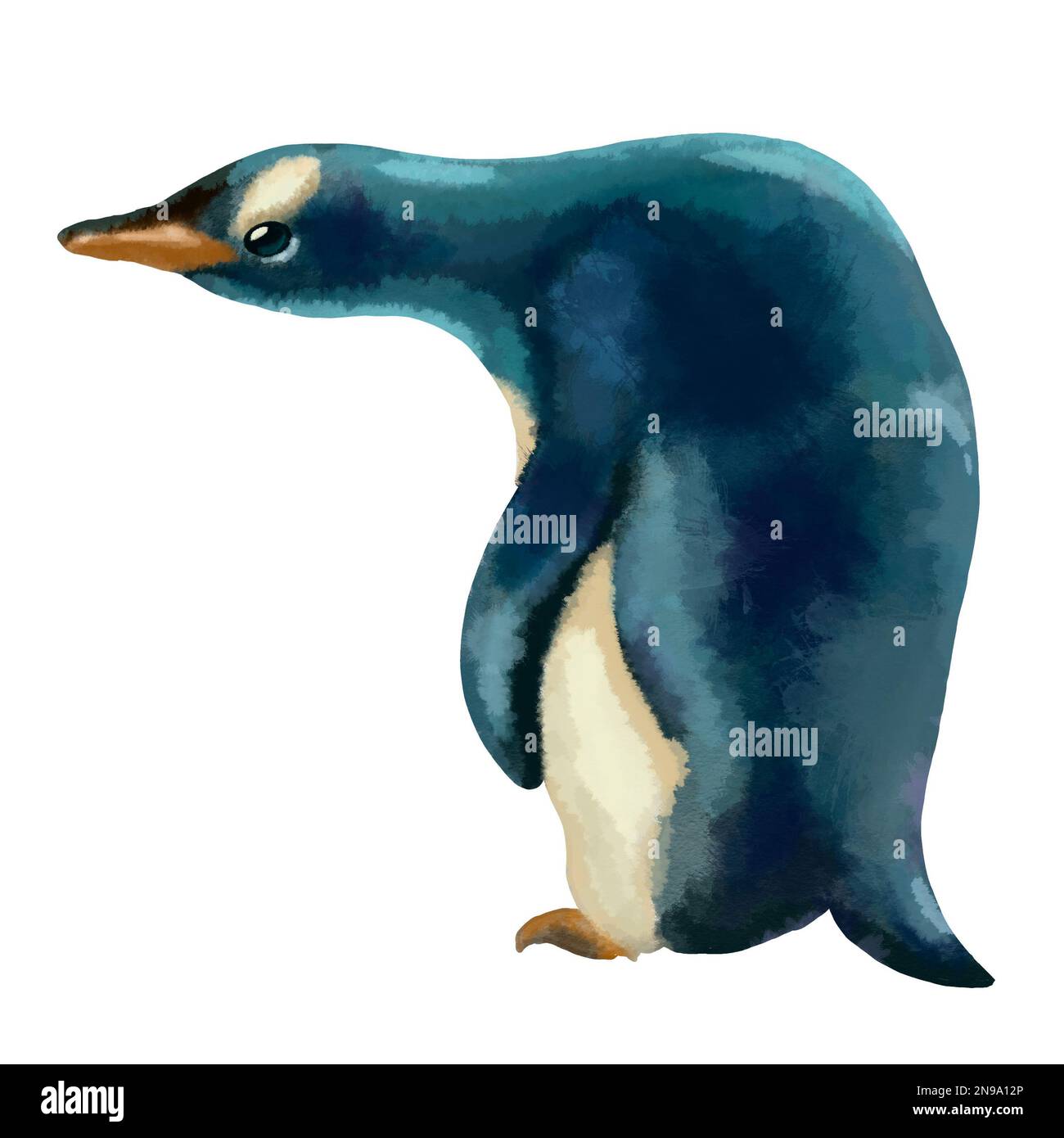 Illustration of funny penguins isolated on white background. High