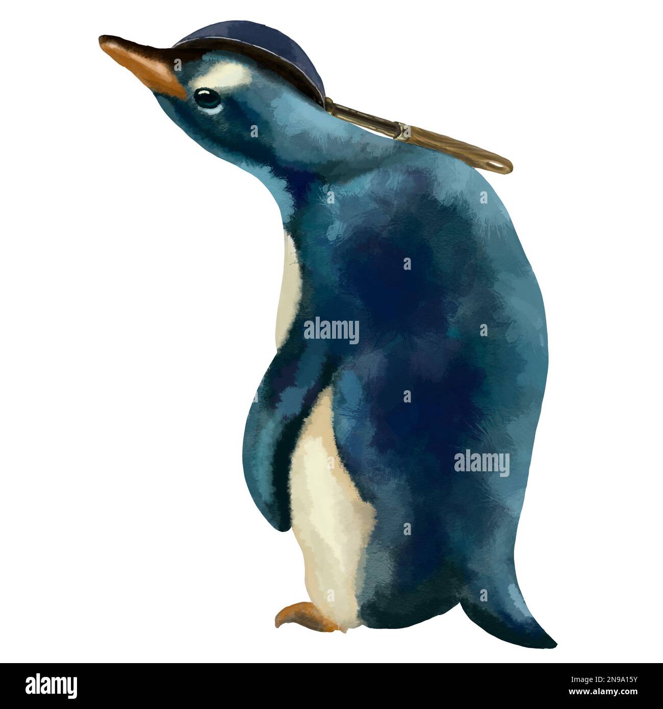 Illustration of funny penguins isolated on white background. High