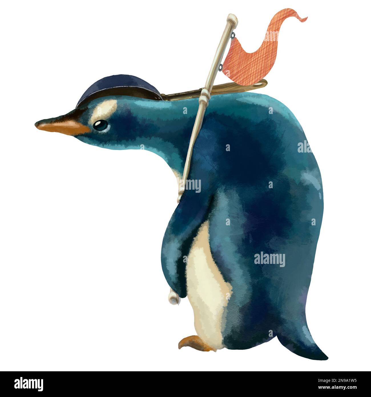 Illustration of funny penguins isolated on white background. High