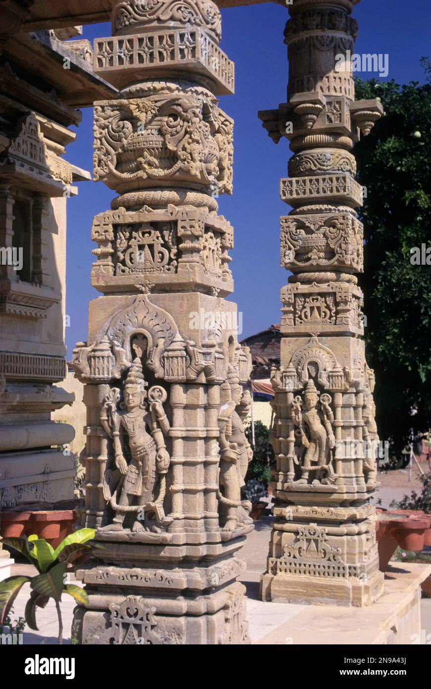Details of the pillars in jain temple at Kundalpur, Nalandha, Bihar, India, Asia Stock Photo