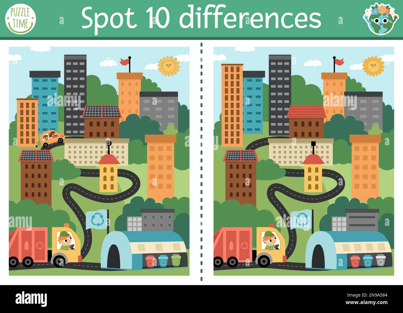 Find differences game for children with opposites. Ecological educational  activity with cute eco city. Earth day puzzle for kids. Eco awareness or  zer Stock Vector Image & Art - Alamy