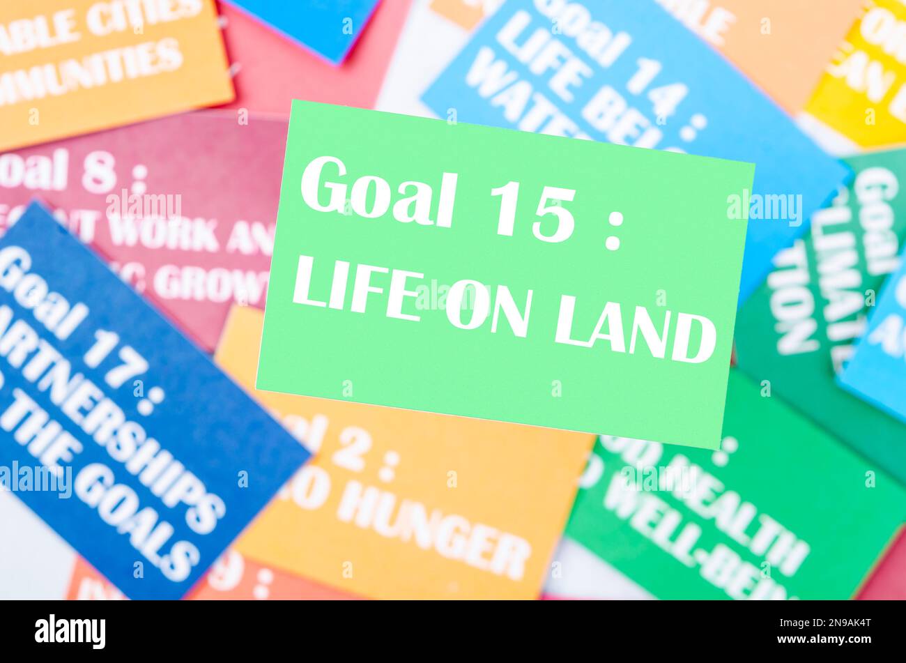 Goal 15 Life on land. The SDGs 17 development goals environment