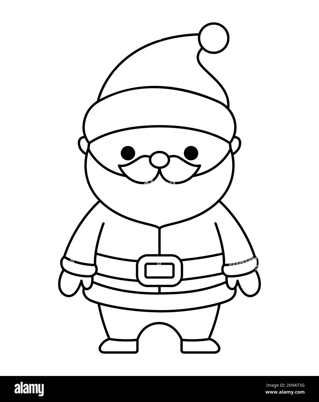 Vector black and white kawaii Santa Claus. Cute Father Frost illustration isolated on white background. Christmas, winter or New Year character. Funny Stock Vector