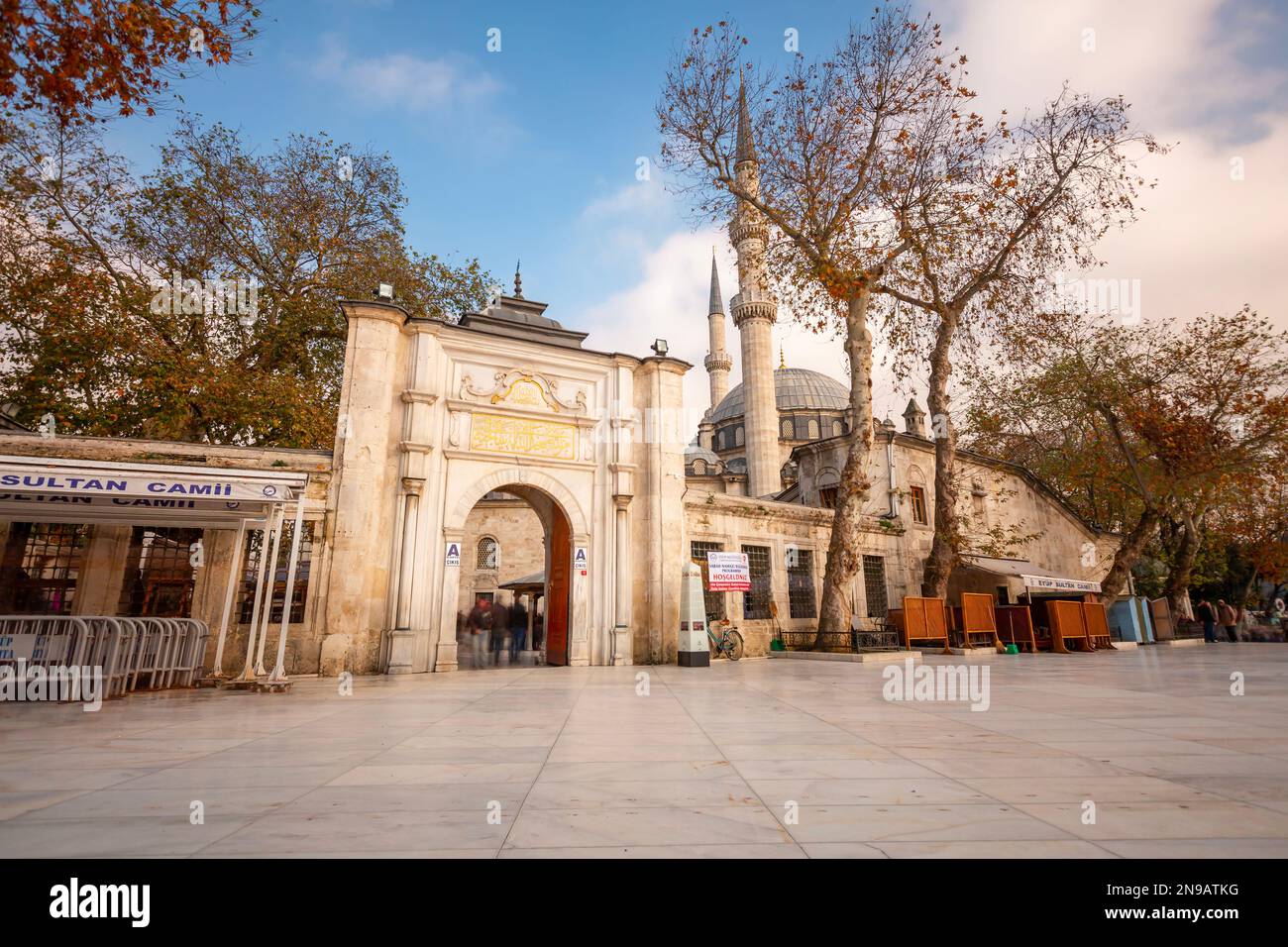 Istanbul, Turkey - December 14, 2014 : People are visiting Eyup Sultan Mosque and Tomb in Istanbul. Eyup is popular tourist attraction in Istanbul, Tu Stock Photo