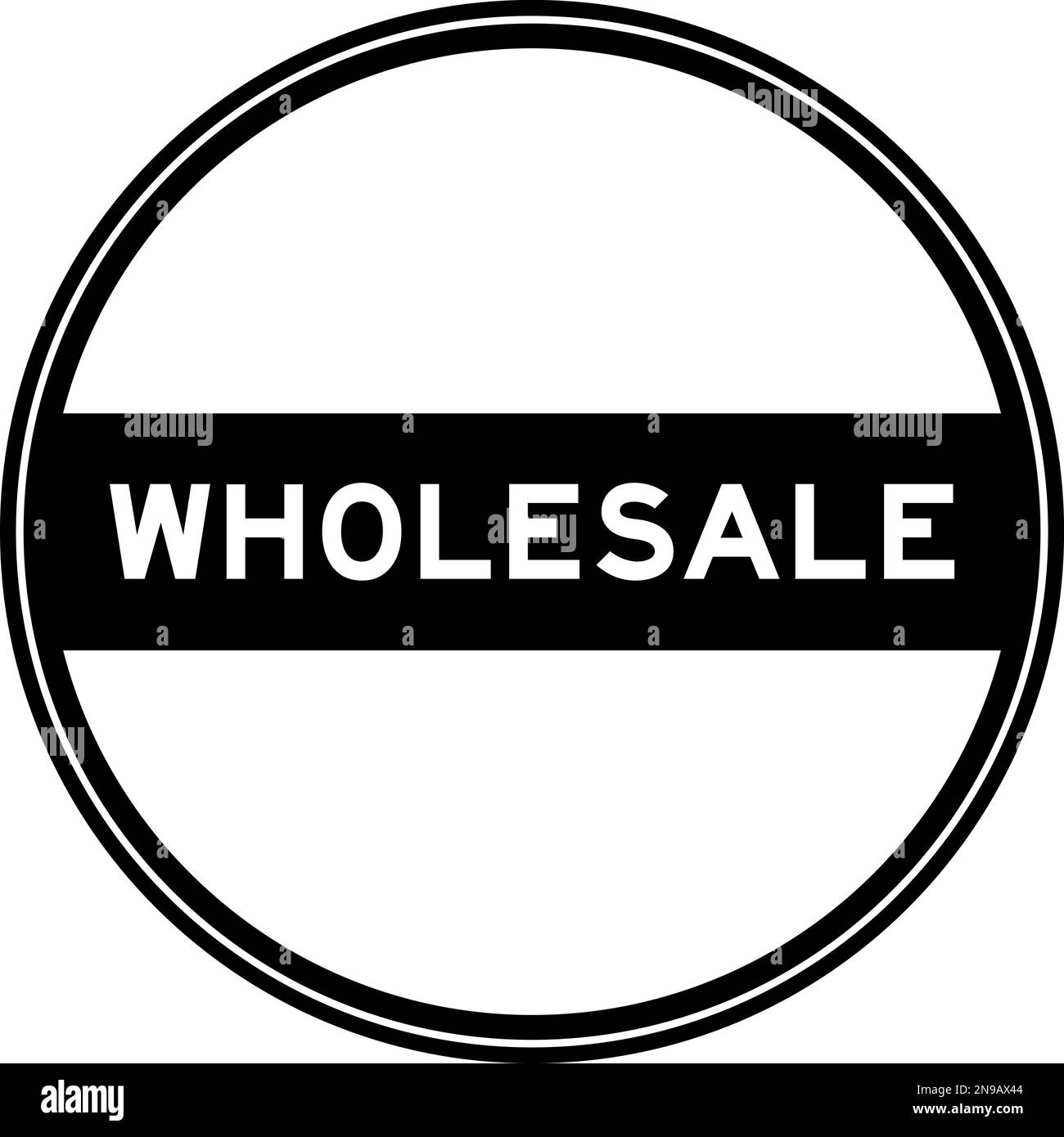 Black color round seal sticker in word wholesale on white background