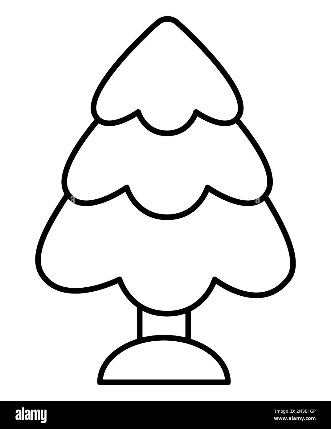 Vector black and white Christmas tree. Cute fir tree illustration ...