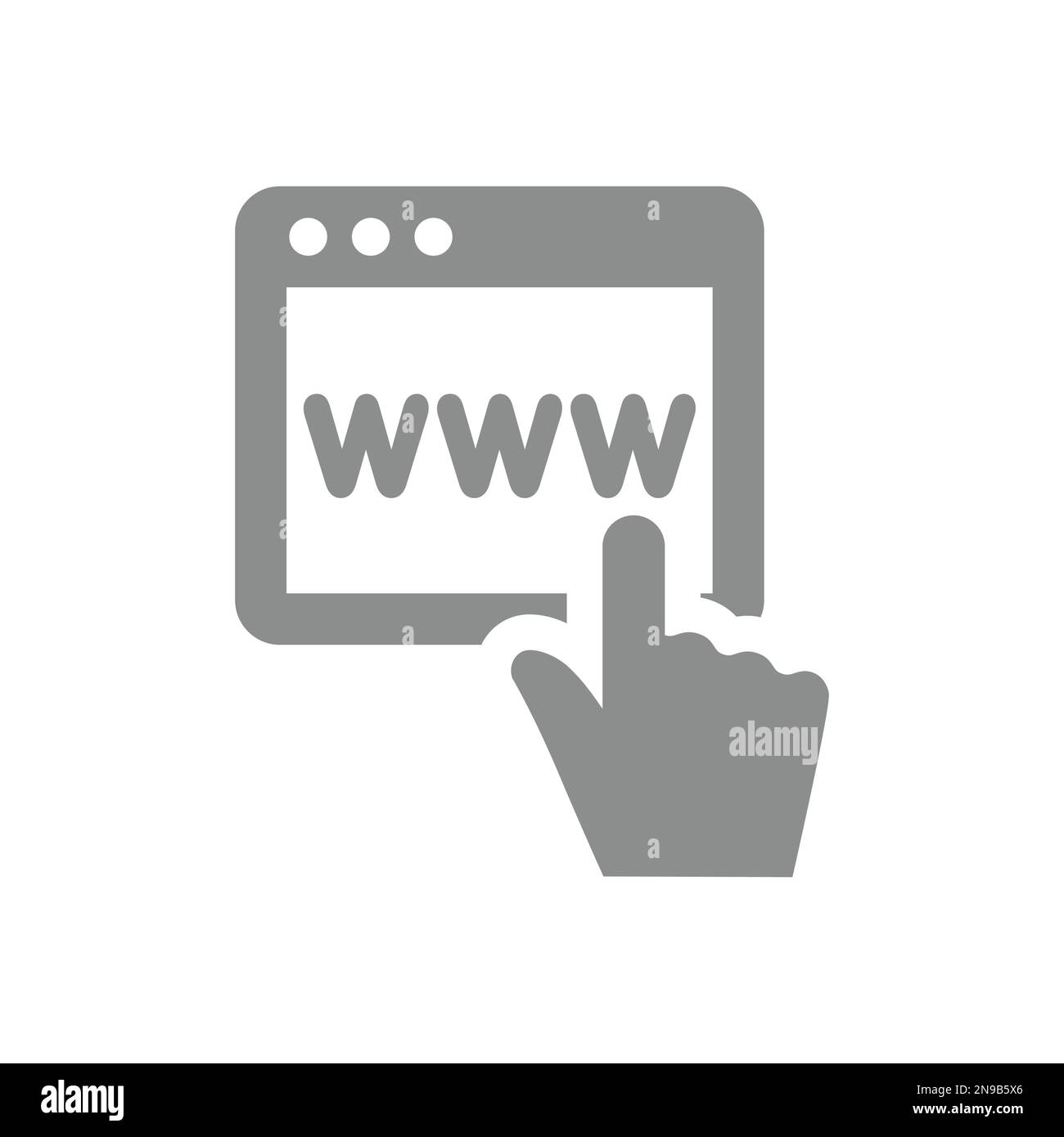 Web page with cursor hand vector icon. Internet site with www symbol. Stock Vector