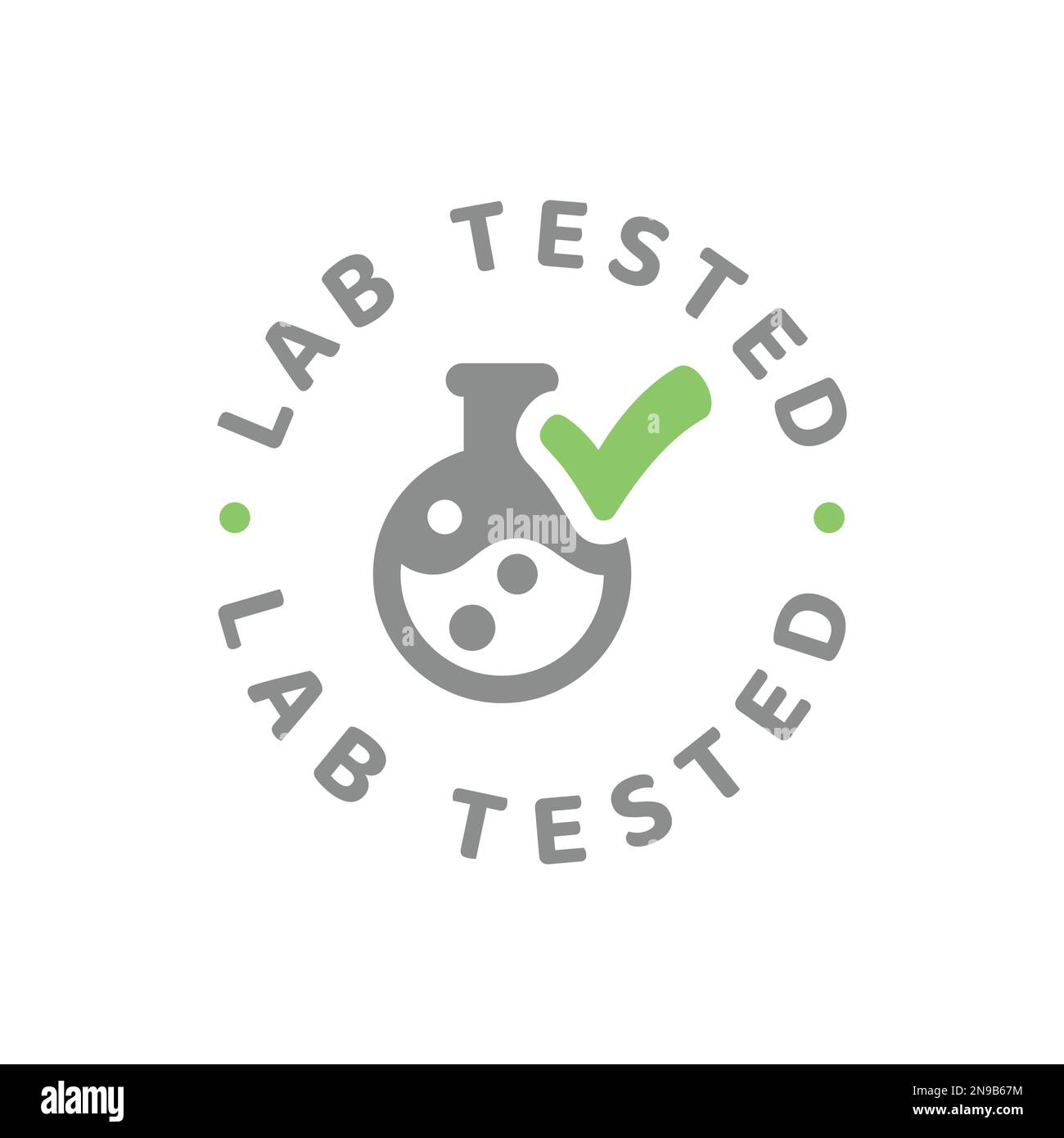 Lab tested vector with flask and checkmark. Laboratory approved label ...