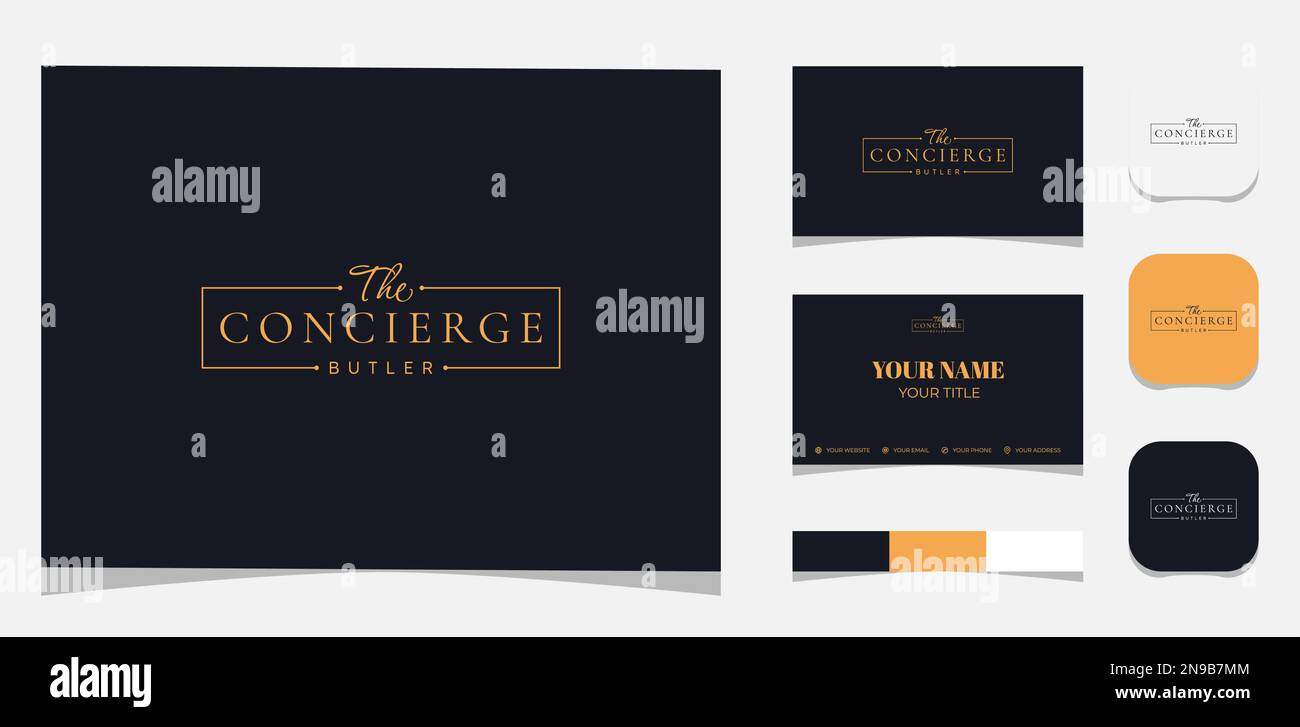 Template Logo Creative The Concierge Butler Club. Creative Template with color pallet, visual branding, business card and icon. Stock Vector