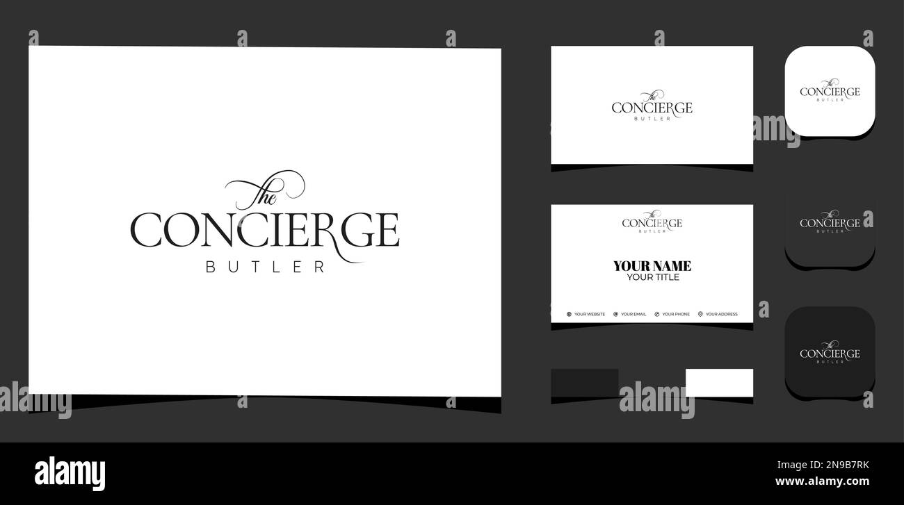 Template Logo Creative The Concierge Butler Club. Creative Template with color pallet, visual branding, business card and icon. Stock Vector