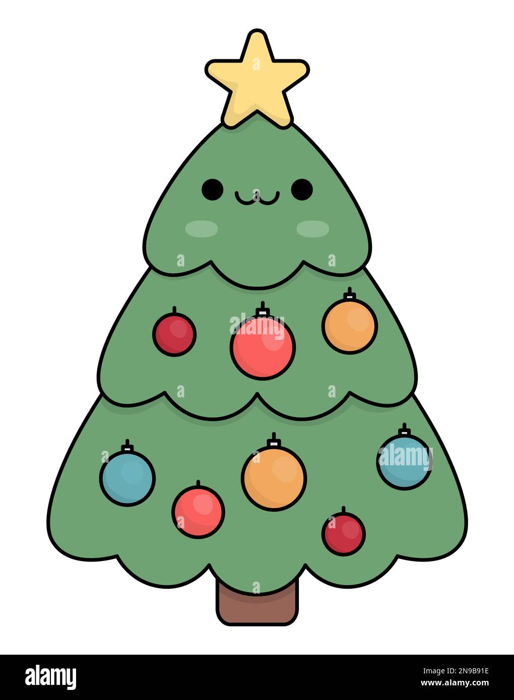 https://c8.alamy.com/comp/2N9B91E/vector-colored-kawaii-christmas-tree-with-star-cute-fir-tree-character-illustration-isolated-on-white-background-new-year-or-winter-smiling-symbol-2N9B91E.jpg