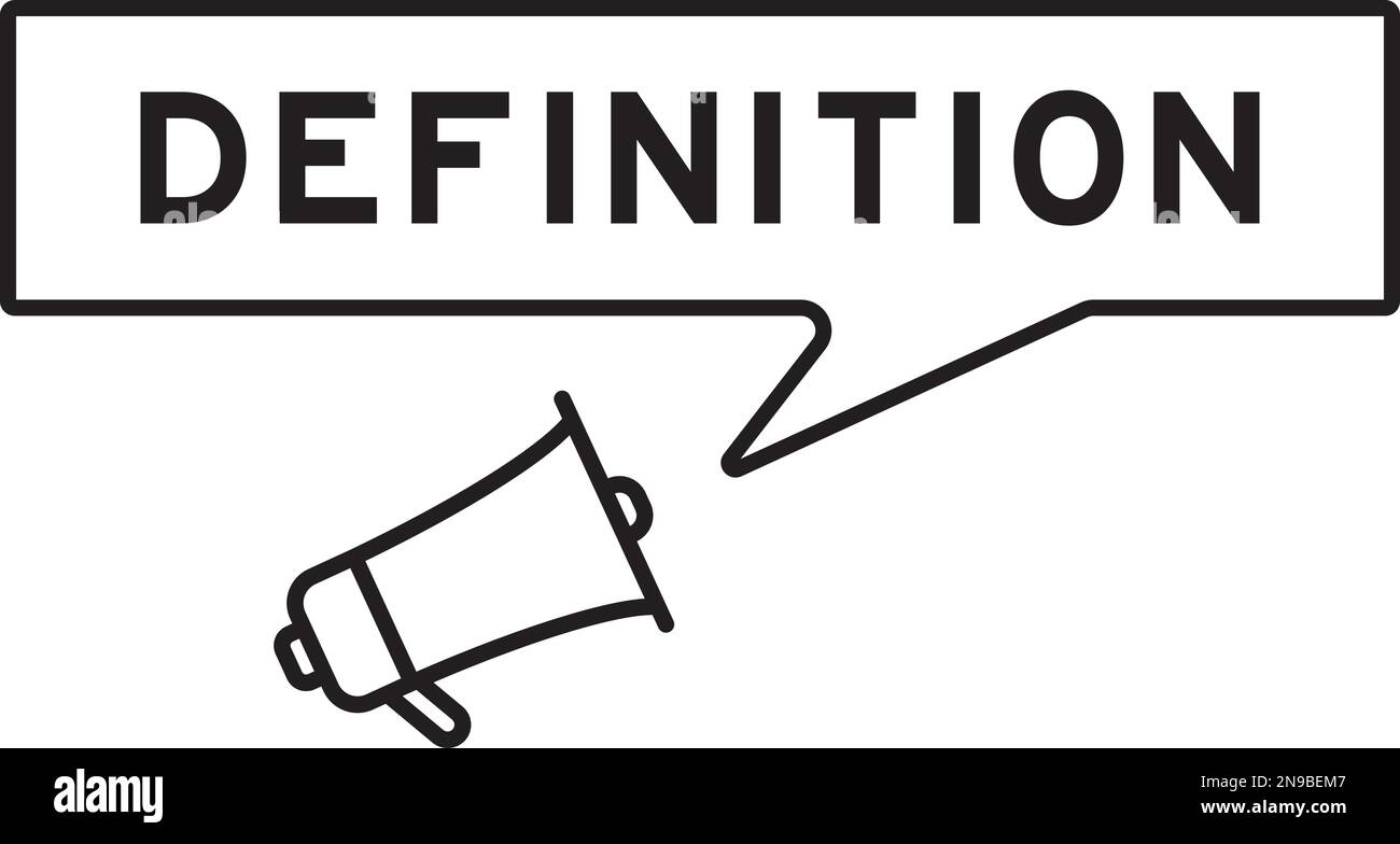 Megaphone icon with speech bubble in word definition on white
