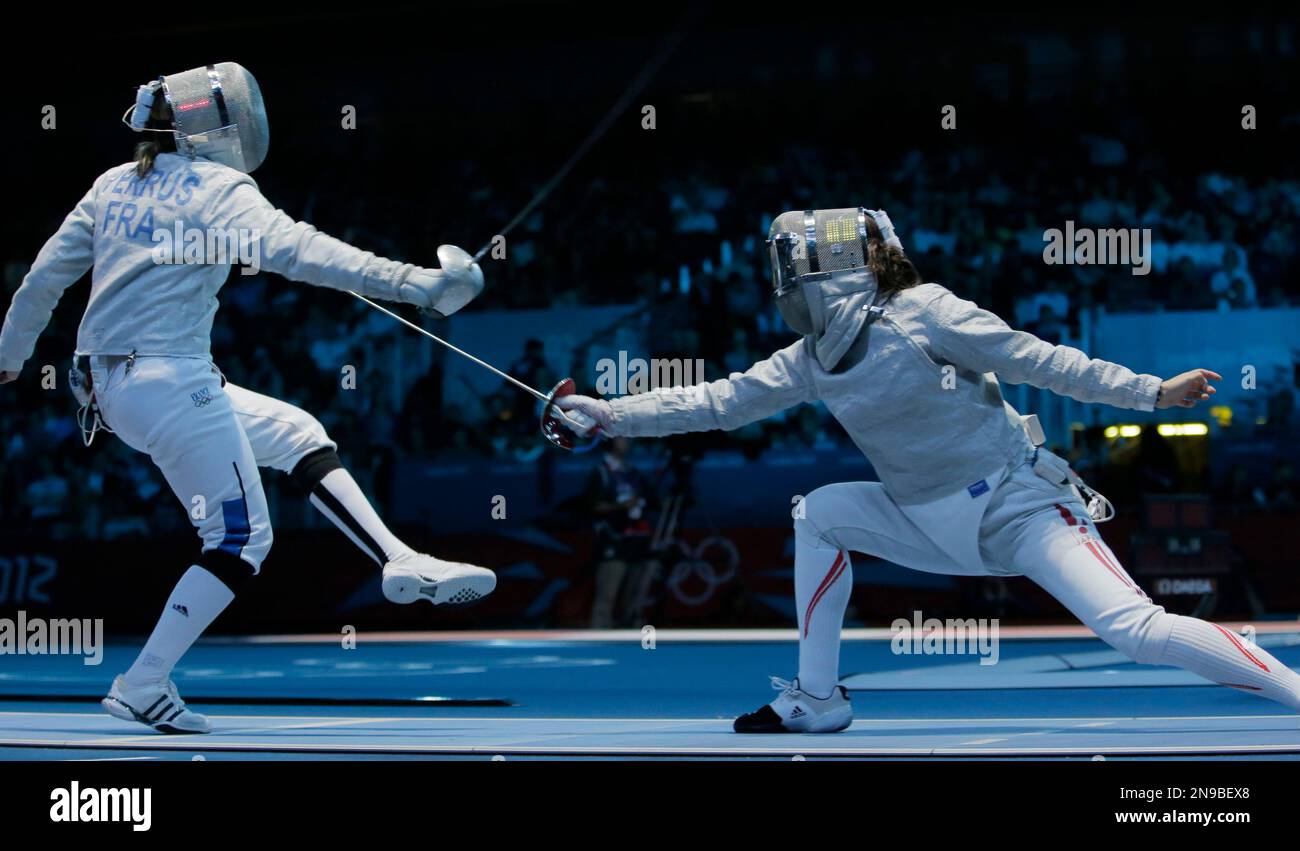 France's Leonore Perrus, left, competes with Japan's Seira Nakayama