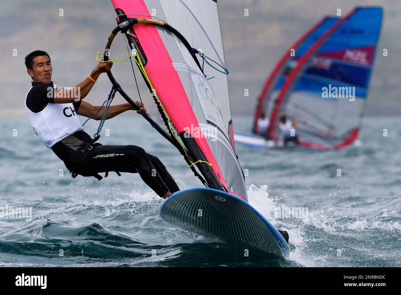 China's Wang Aichen competes during the RSX men at the London 2012