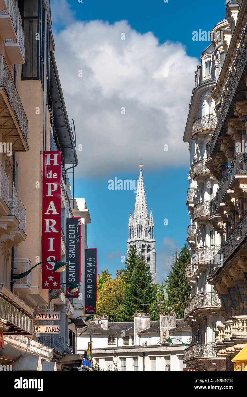 Lourdes, France August 28, 2021 Shops and stores selling religious