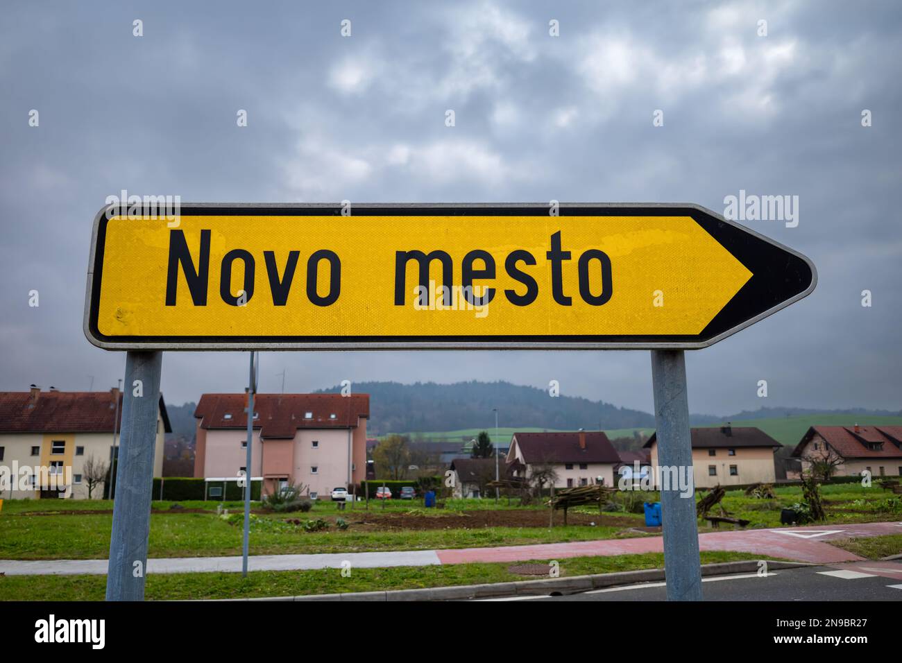 Otocec, Slovenia - November 11, 2022: Novo mesto is a town and municipality on the bank of the Krka River in Slovenia. Stock Photo