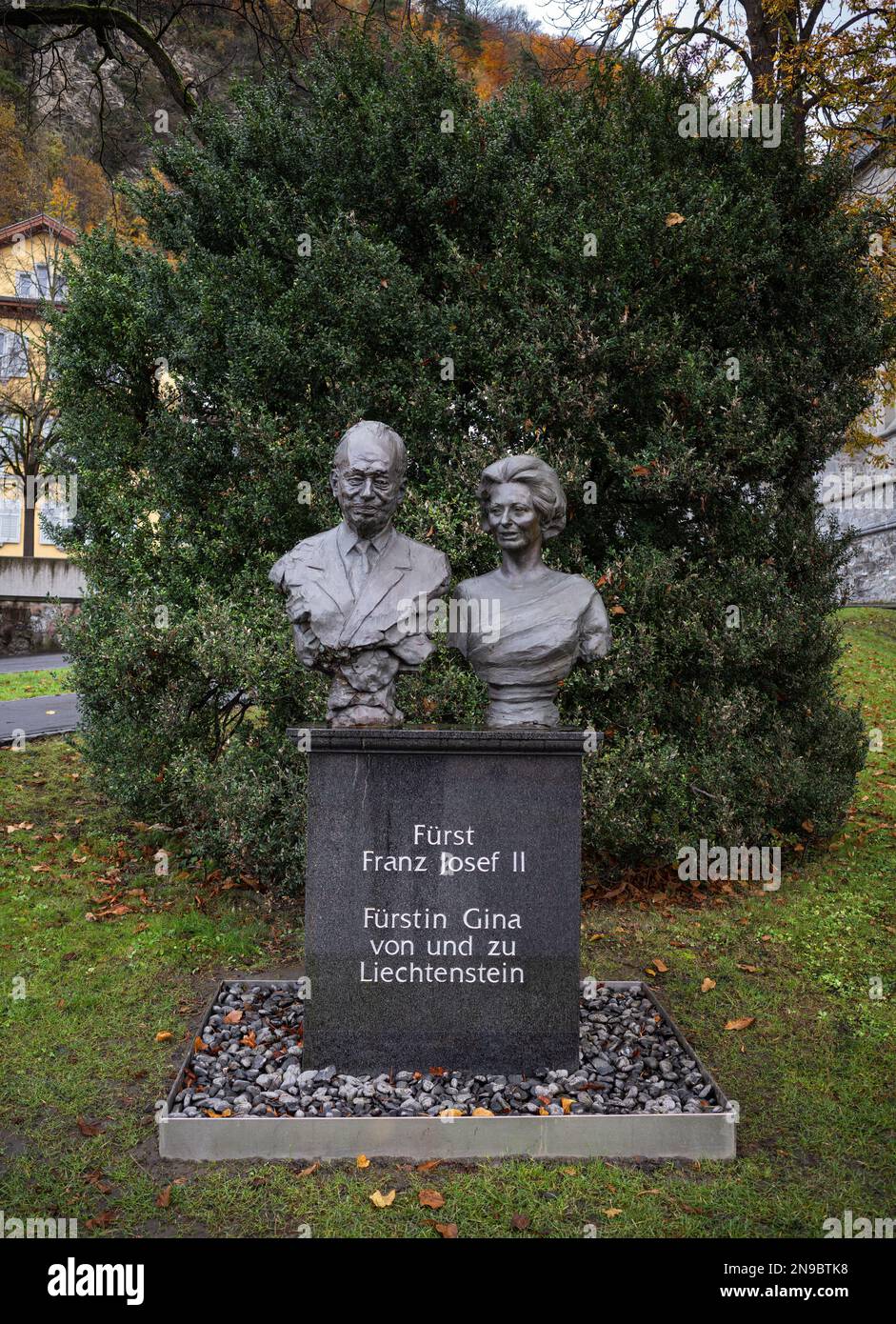 Vaduz, Liechtenstein November 18, 2022 Statue of the late Prince