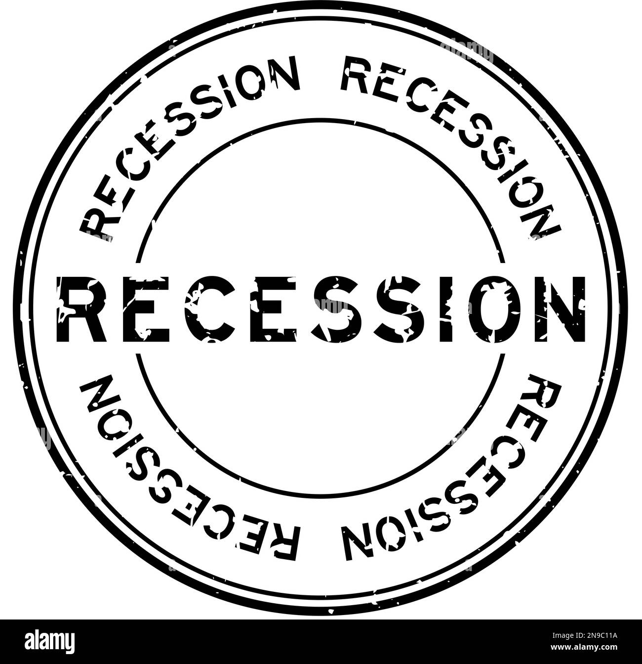 Grunge black recession word round rubber seal stamp on white background