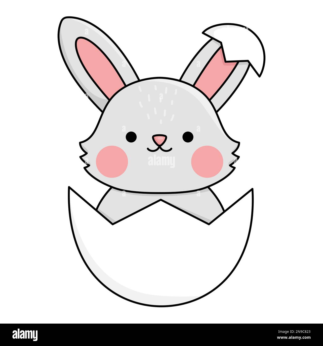 Vector Easter bunny icon for kids. Cute kawaii rabbit illustration ...