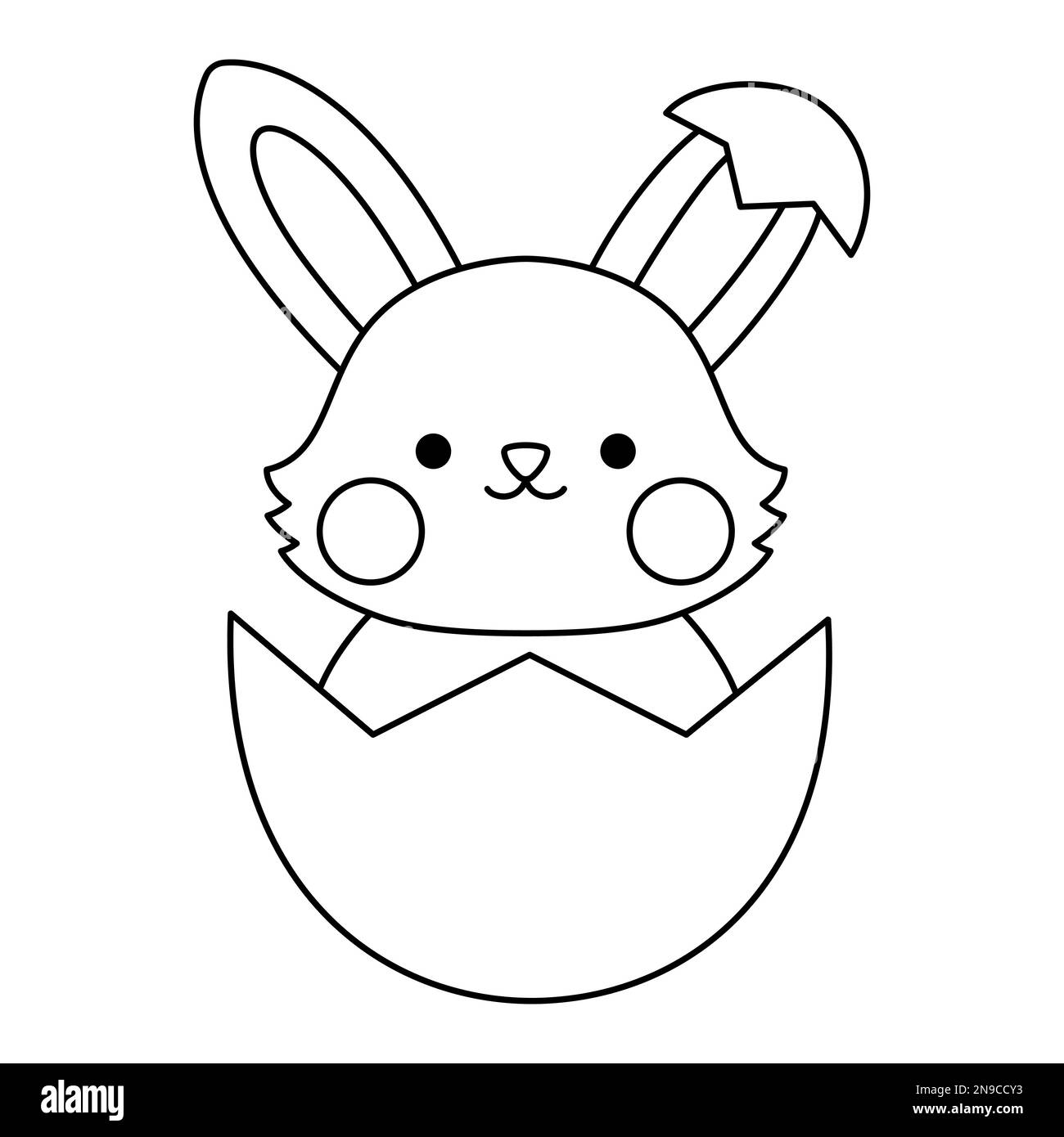 Vector black and white Easter bunny icon for kids. Cute kawaii line rabbit illustration or coloring page. Funny cartoon hare character. Traditional sp Stock Vector