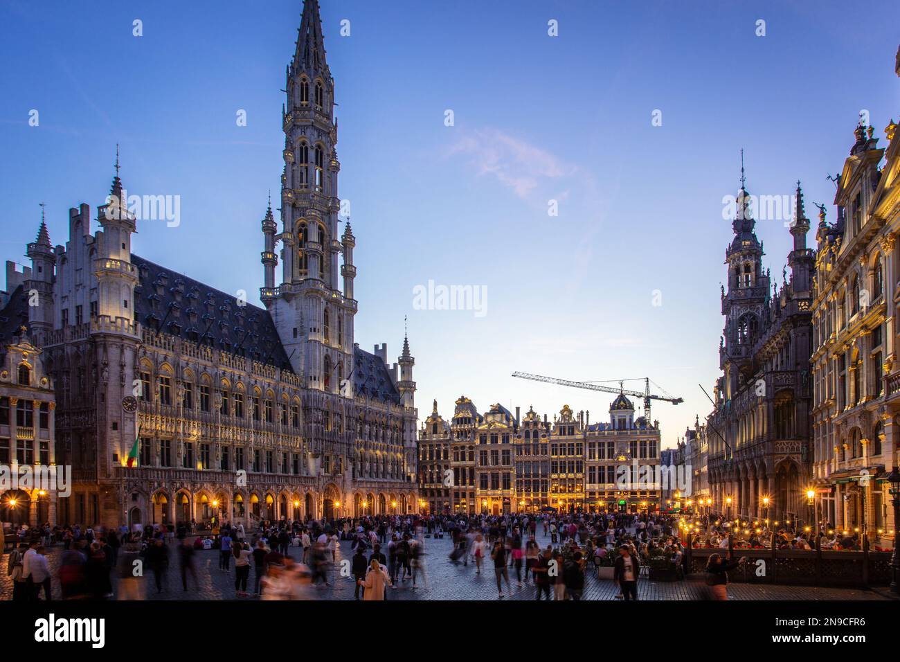The City Hall in the Grand Place  of Brussels. Belgium. Stock Photo