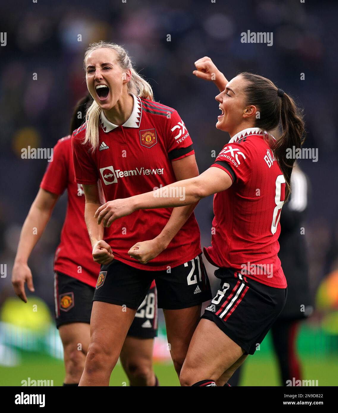 Manchester United's Vilde Boe Risa and Millie Turner celebrate after ...