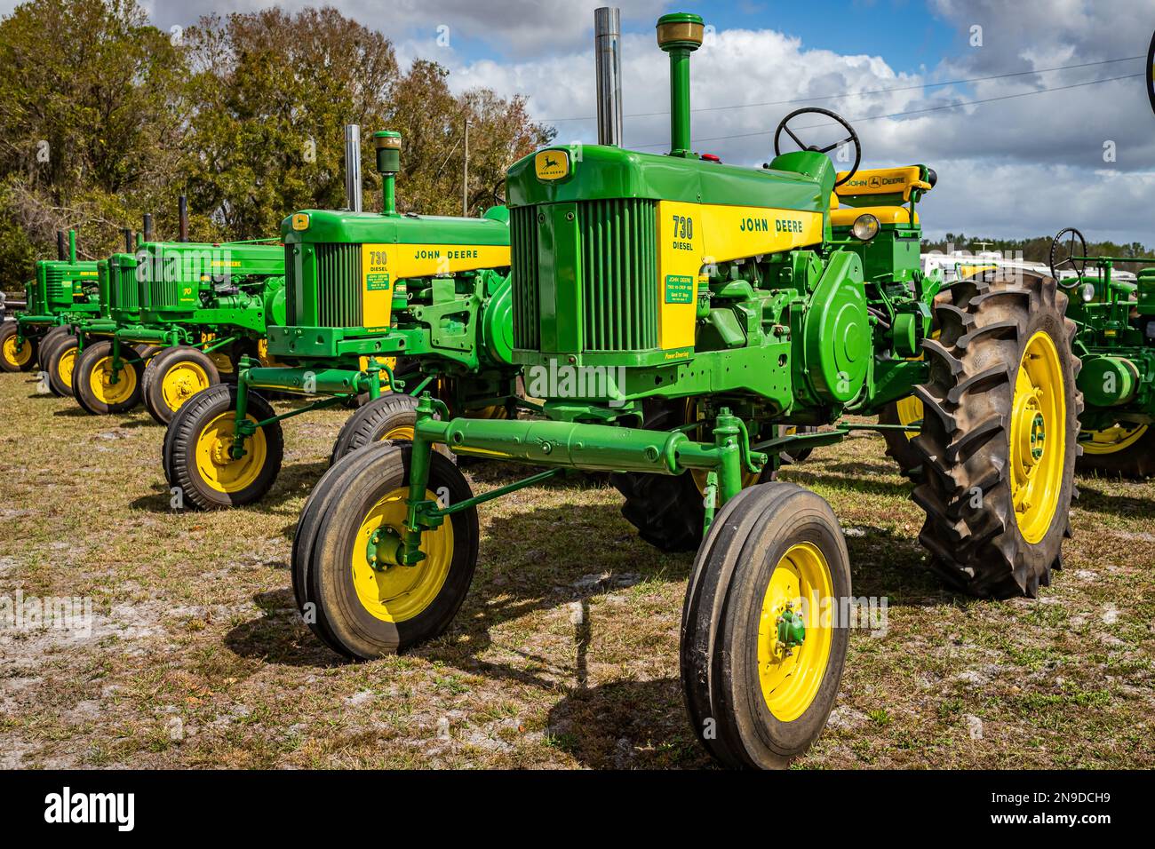 Fort Meade, FL February 22, 2022 High perspective front corner view of a 1959 John Deere