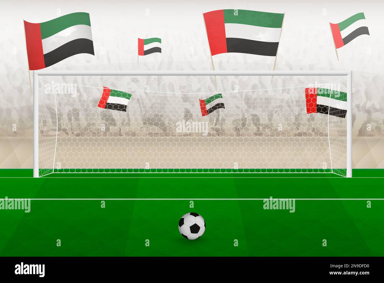United Arab Emirates football team fans with flags of United Arab