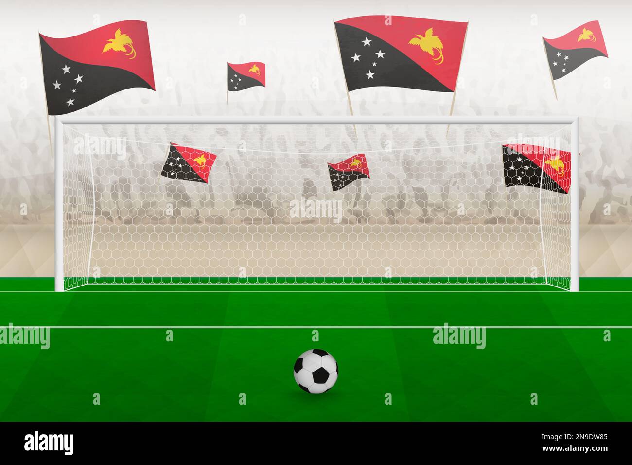 Papua New Guinea football team fans with flags of Papua New Guinea