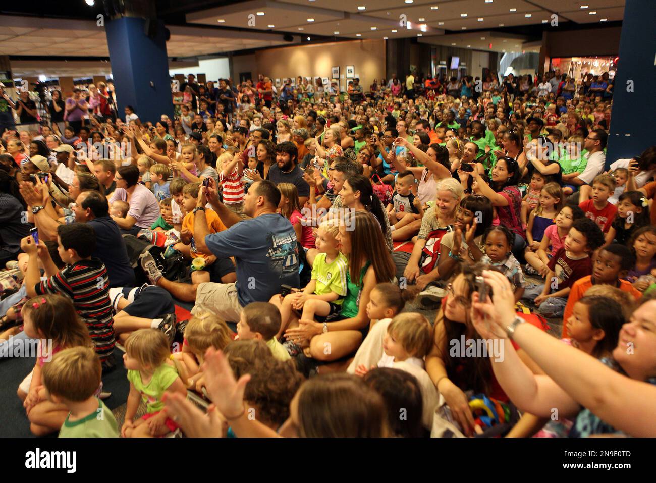The crowd watches Mr. Steve during the Soar with Reading event, a ...