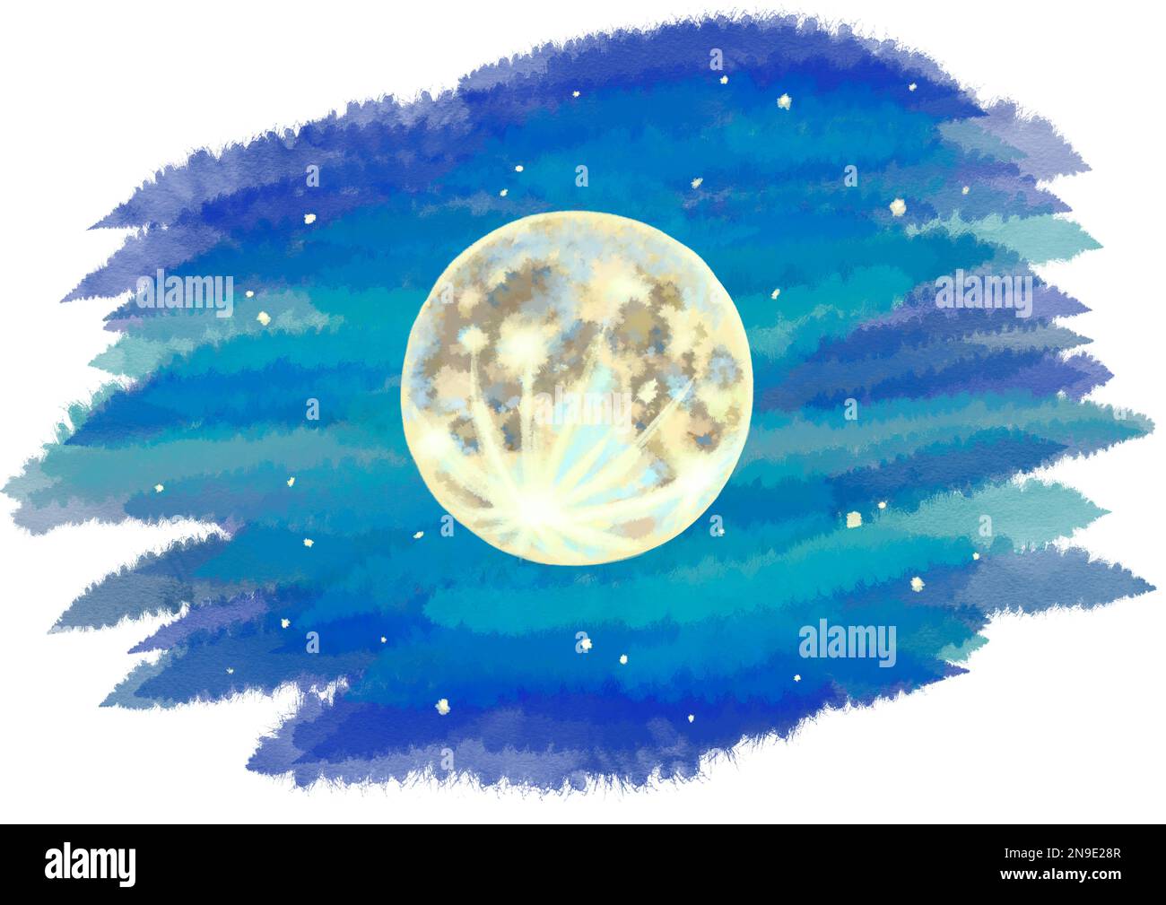 Illustration of a full moon on a starry night sky. High quality ...