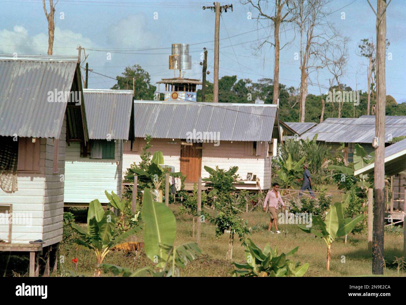 Peoples Temple compound, mass suicide cult led by Jim Jones, after