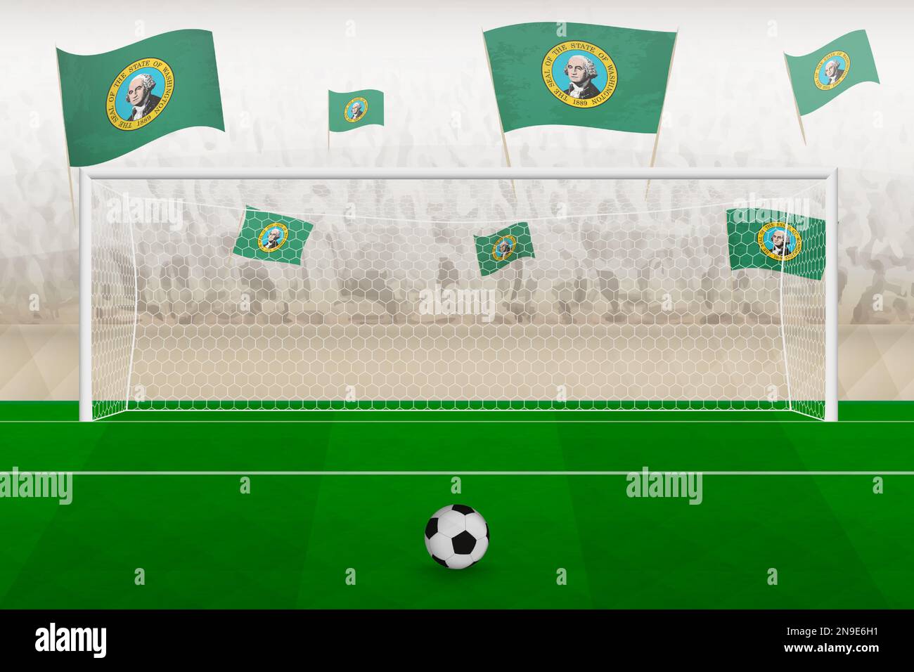 Illustration of a soccer field showing the excitement of the World Cup Qualifier 2026 with fans cheering in the background