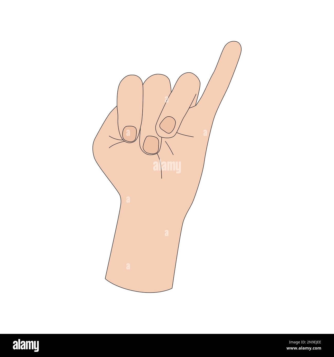 A hand gesture. The number one. Sign language. Vector illustration isolated on white background Stock Vector