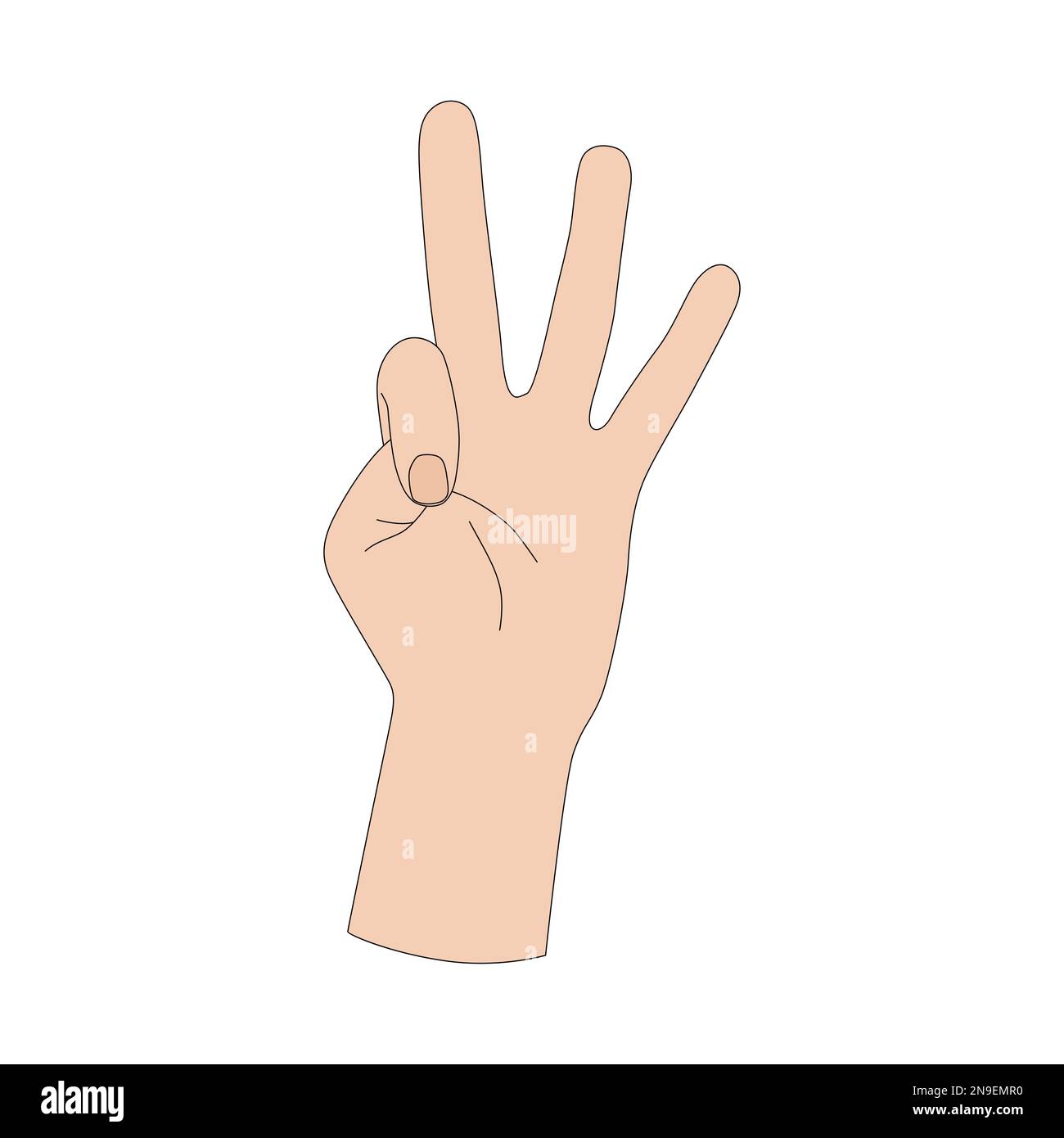 A hand gesture. The number two. Sign language. Vector illustration