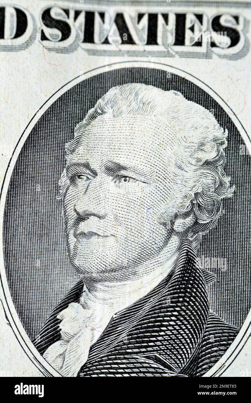 The portrait of Alexander Hamilton, who served as the first U.S