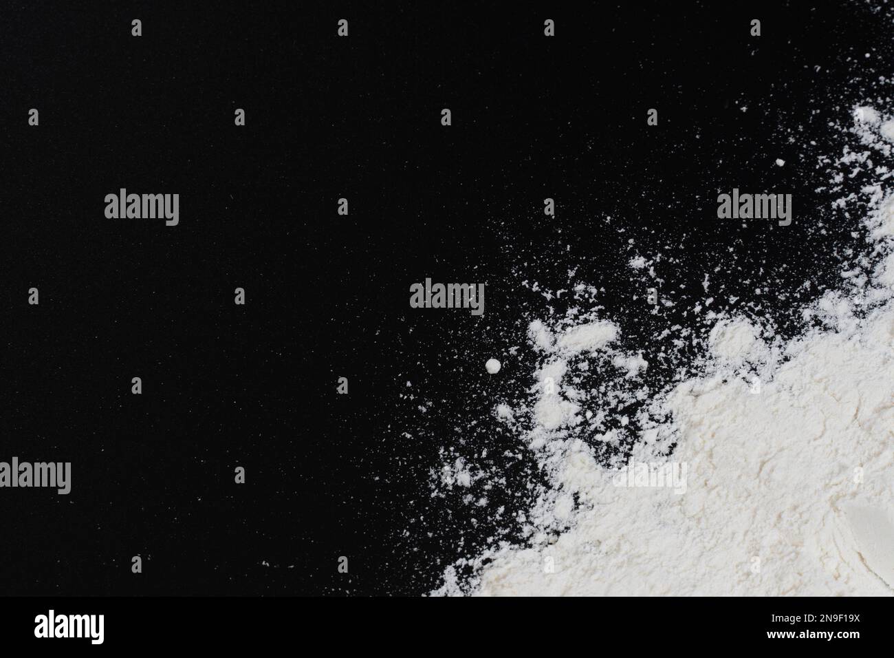 Background of Starch flour powder texture, top view image. cornstarch