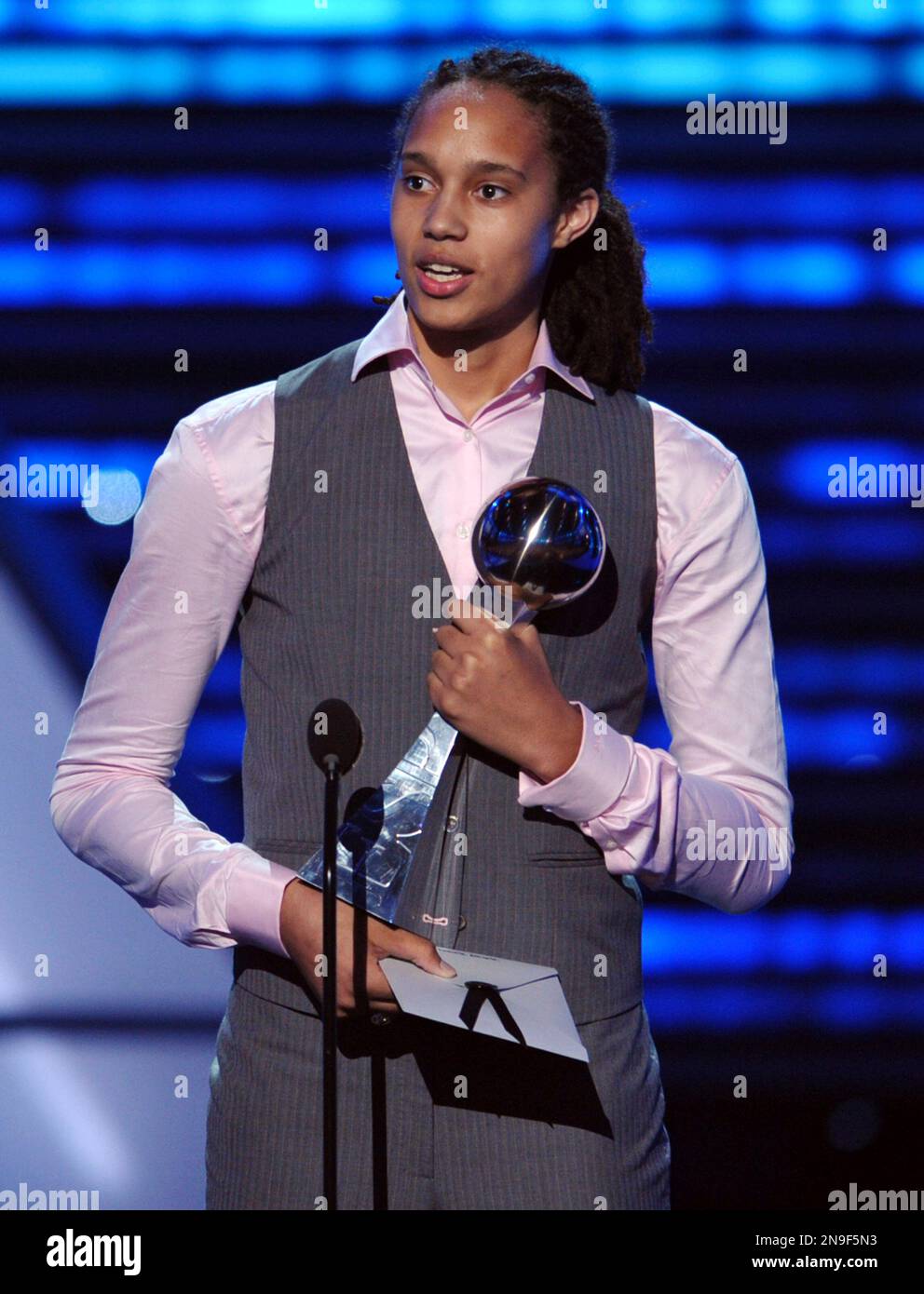Brittney Griner accepts the award for best female athlete onstage at