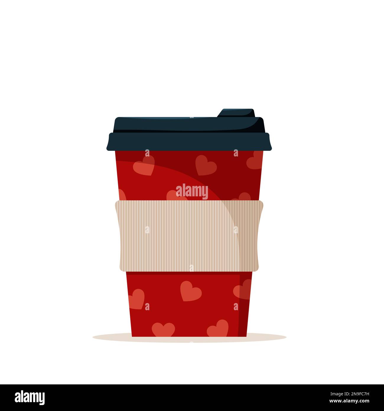 Coffee cup. Disposable paper or plastic cup with Valentine's Day design