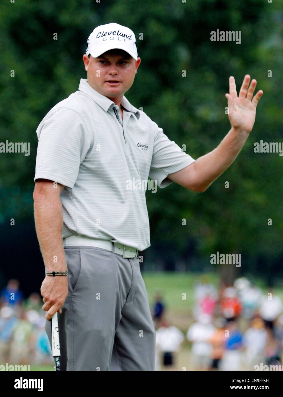 Ted Potter Jr. waves to the crowd as he celebrates winning the