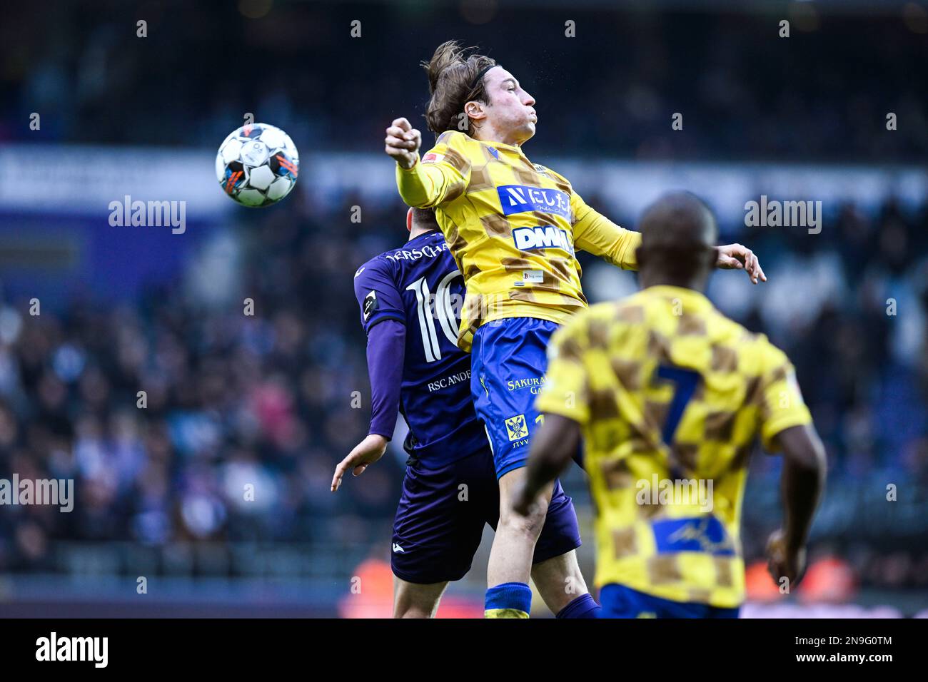 STVV's Rocco Reitz pictured in action during a soccer match between RSC Anderlecht and Sint-Truidense VV STVV, Sunday 12 February 2023 in Anderlecht, Brussels, on day 25 of the 2022-2023 'Jupiler Pro League' first division of the Belgian championship. BELGA PHOTO TOM GOYVAERTS Stock Photo