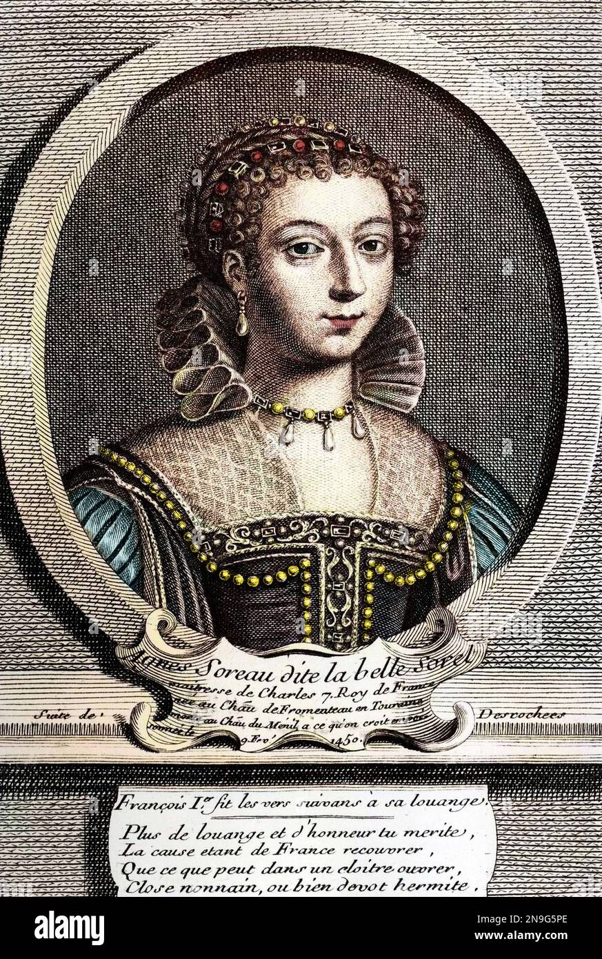 Portrait de Agnes Sorel (1422-1450) (dame de Beaute sur Marne) (Beaute-sur-Marne), elle fut la maitresse de Charles 7, Roi de France. Stock Photo