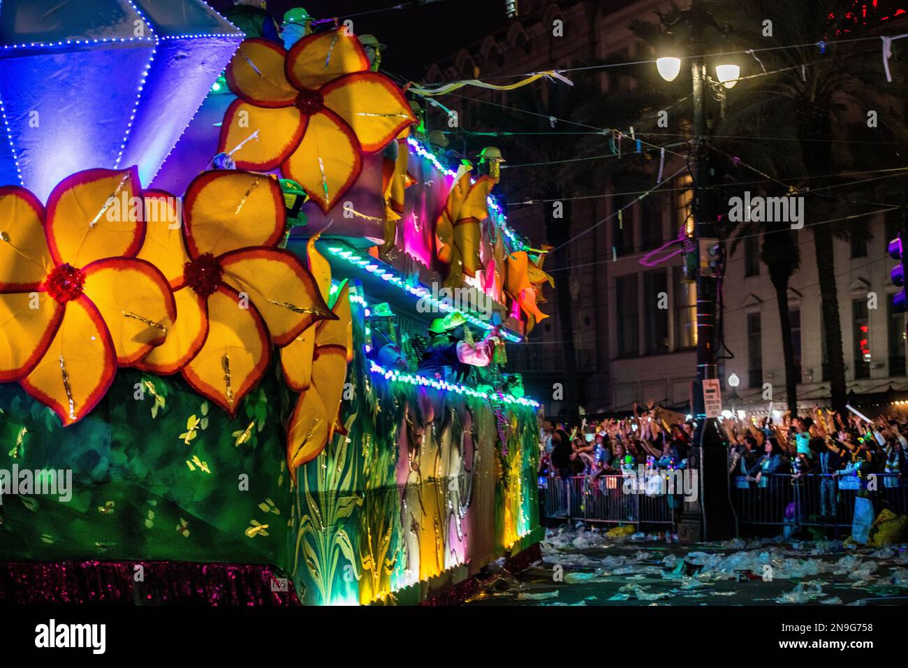 Float #29 of the Krewe Endymion during Mardi Gras 2019 in New Orleans Stock Photo