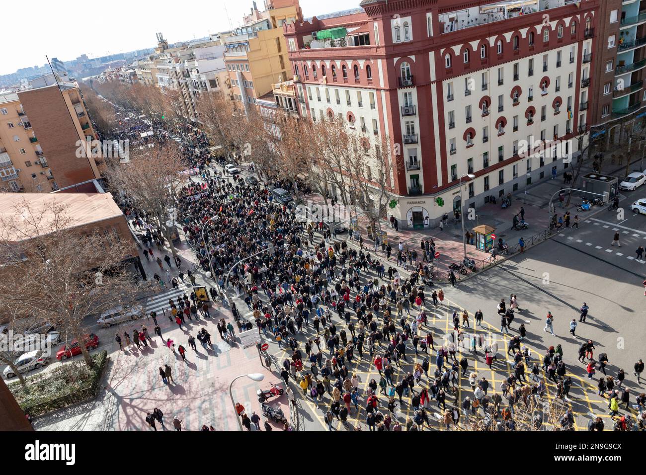 Manifestation. Health. Aerial images of a demonstration through the