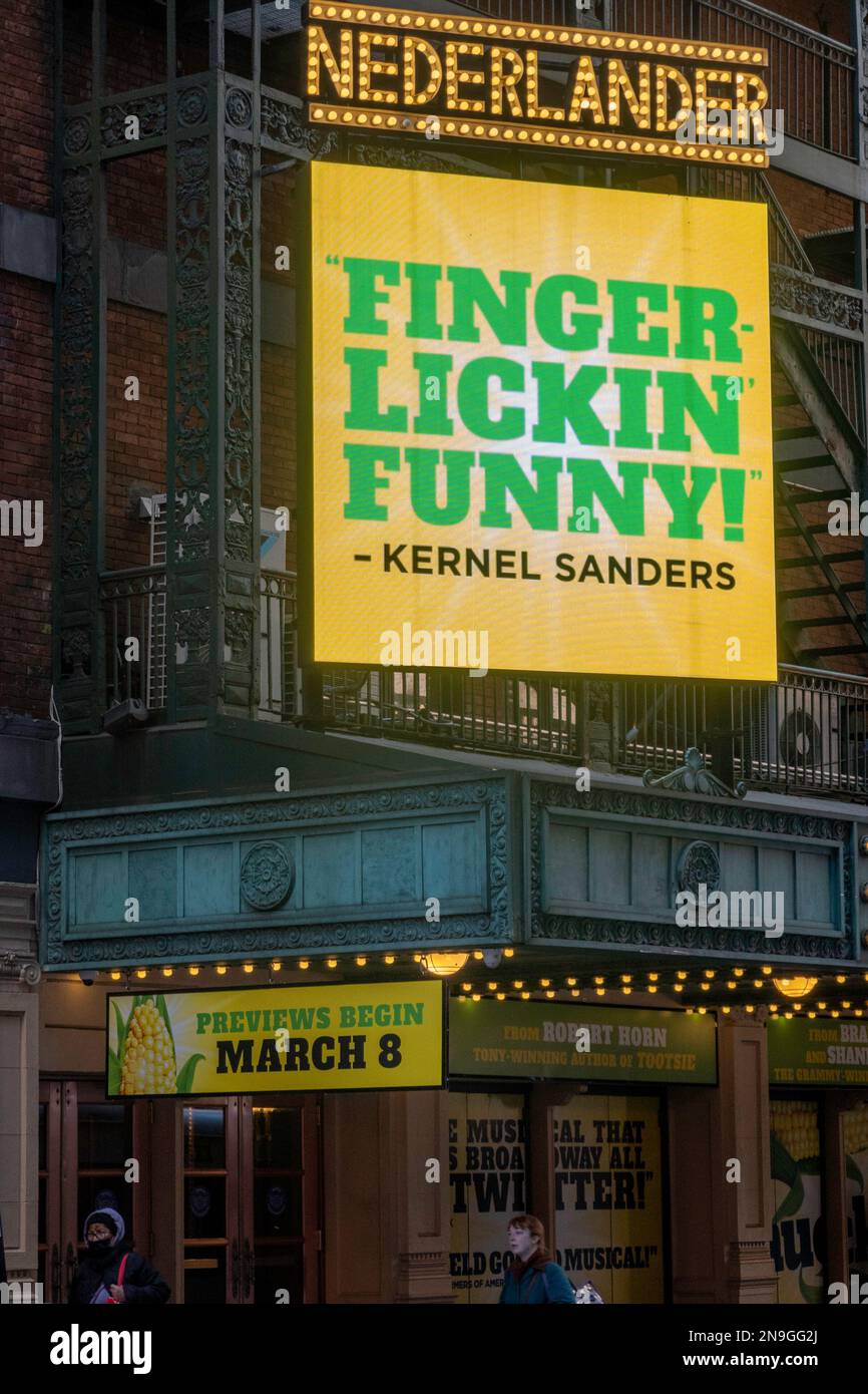David T. Nederlander Theatre with the 'Shucked' Marquee, NYC, USA  2023 Stock Photo