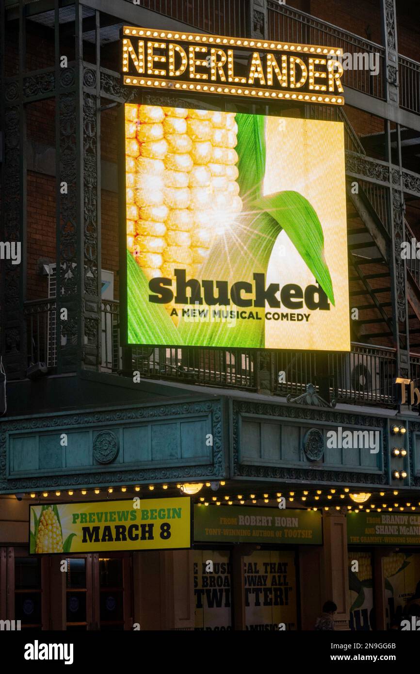 David T. Nederlander Theatre with the 'Shucked' Marquee, NYC, USA  2023 Stock Photo