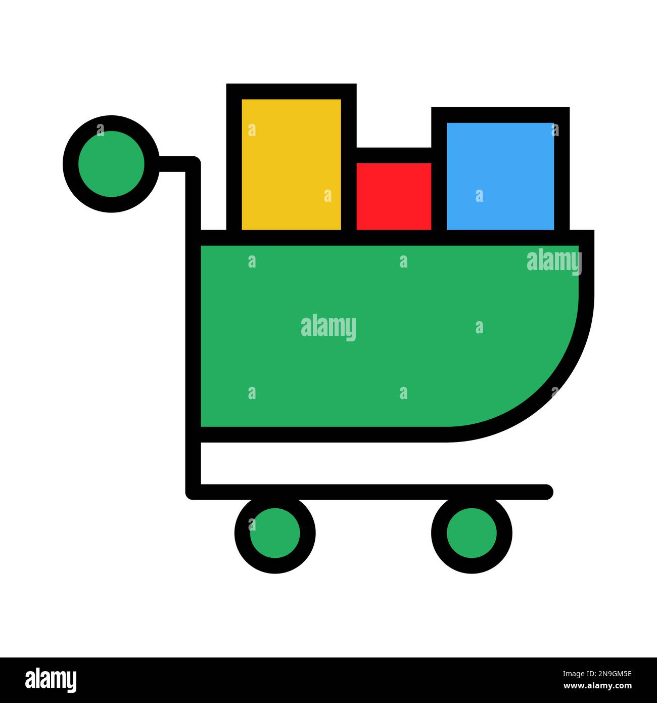 Full shopping cart icon line isolated on white background. Black flat ...
